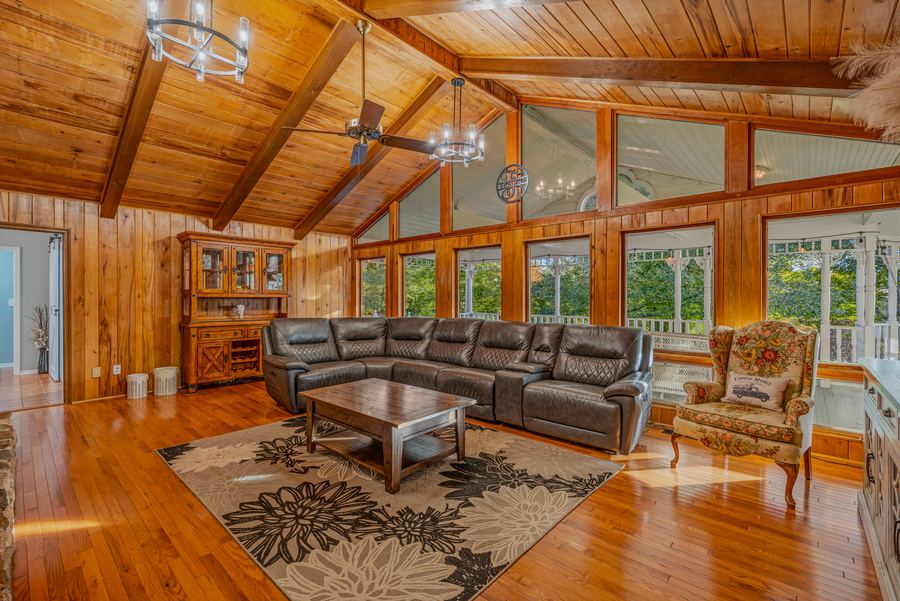 Living room, exposed beams, 144 Porter Road