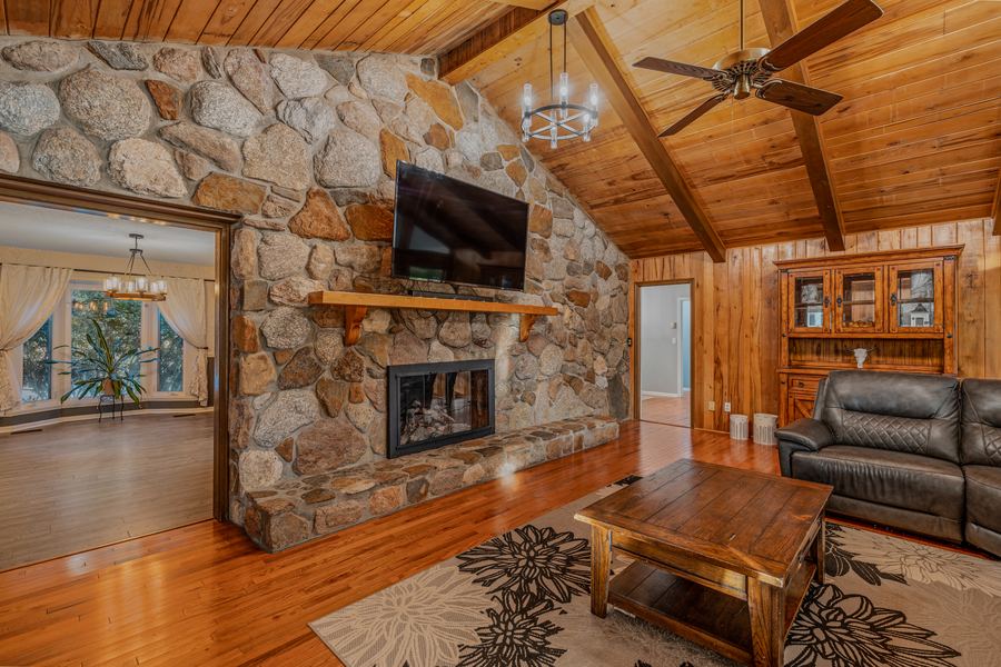 Stone fireplace, 144 Porter Road