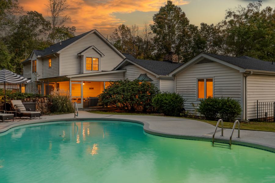 Pool at dusk, 144 Porter Road