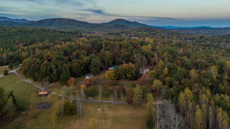 Aerial at dusk, 144 Porter Road
