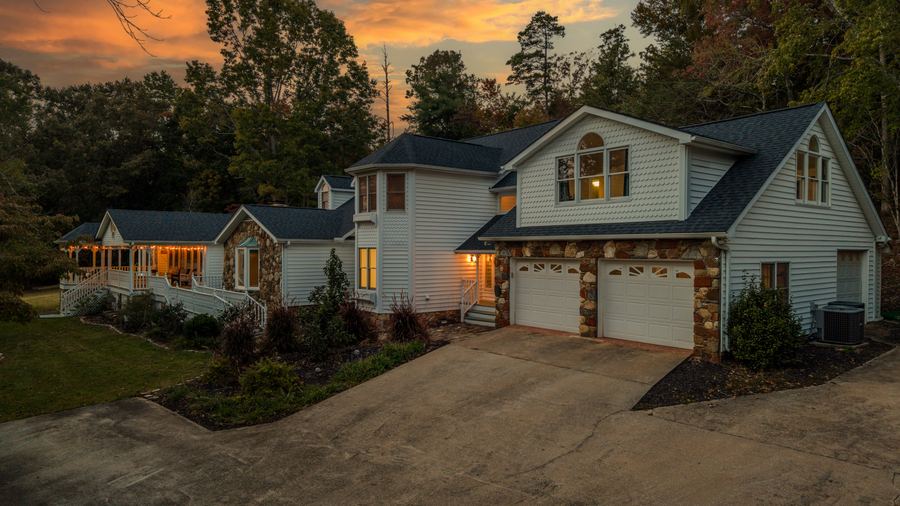 Twilight, garage side, 144 Porter Road